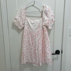 Pink and white babydoll dress